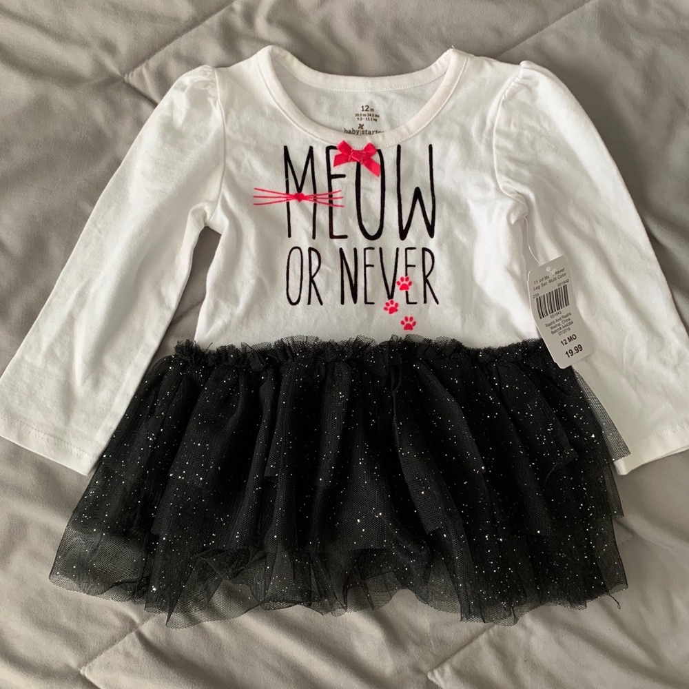 SOLD!!12mo girls white long sleeve top with tulle